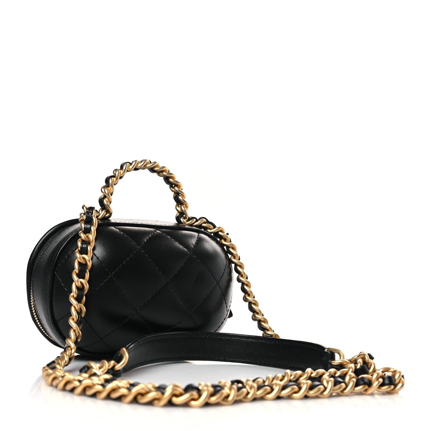 Lambskin Quilted CC Bubble Vanity Case With Chain Black