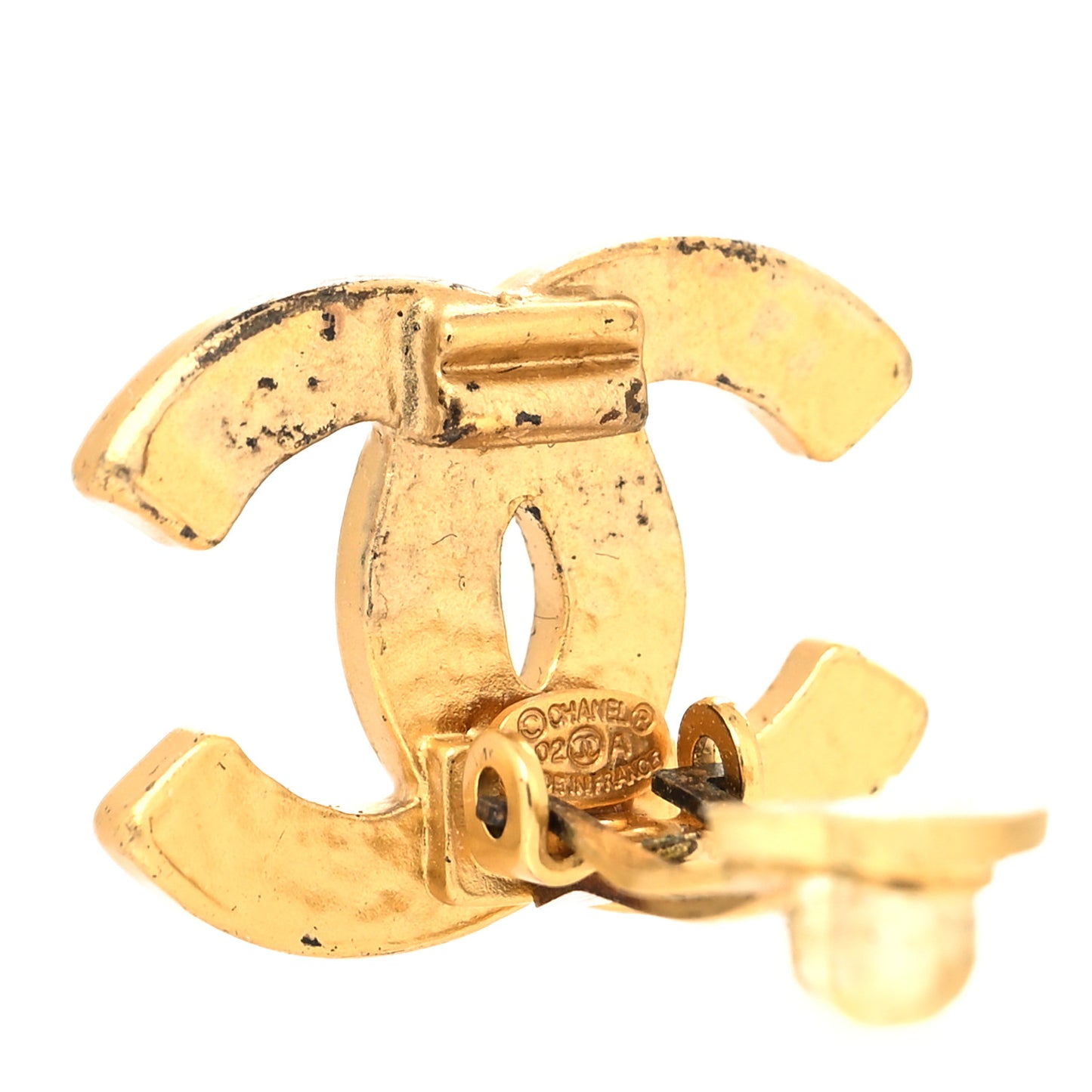 Enamel CC Clip On Earrings Black Gold
