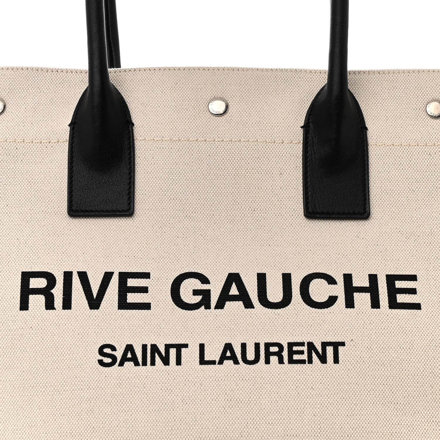 Saint Laurent Linen Calfskin Small Rive Gauche Tote Greggio Natural 8 of 10