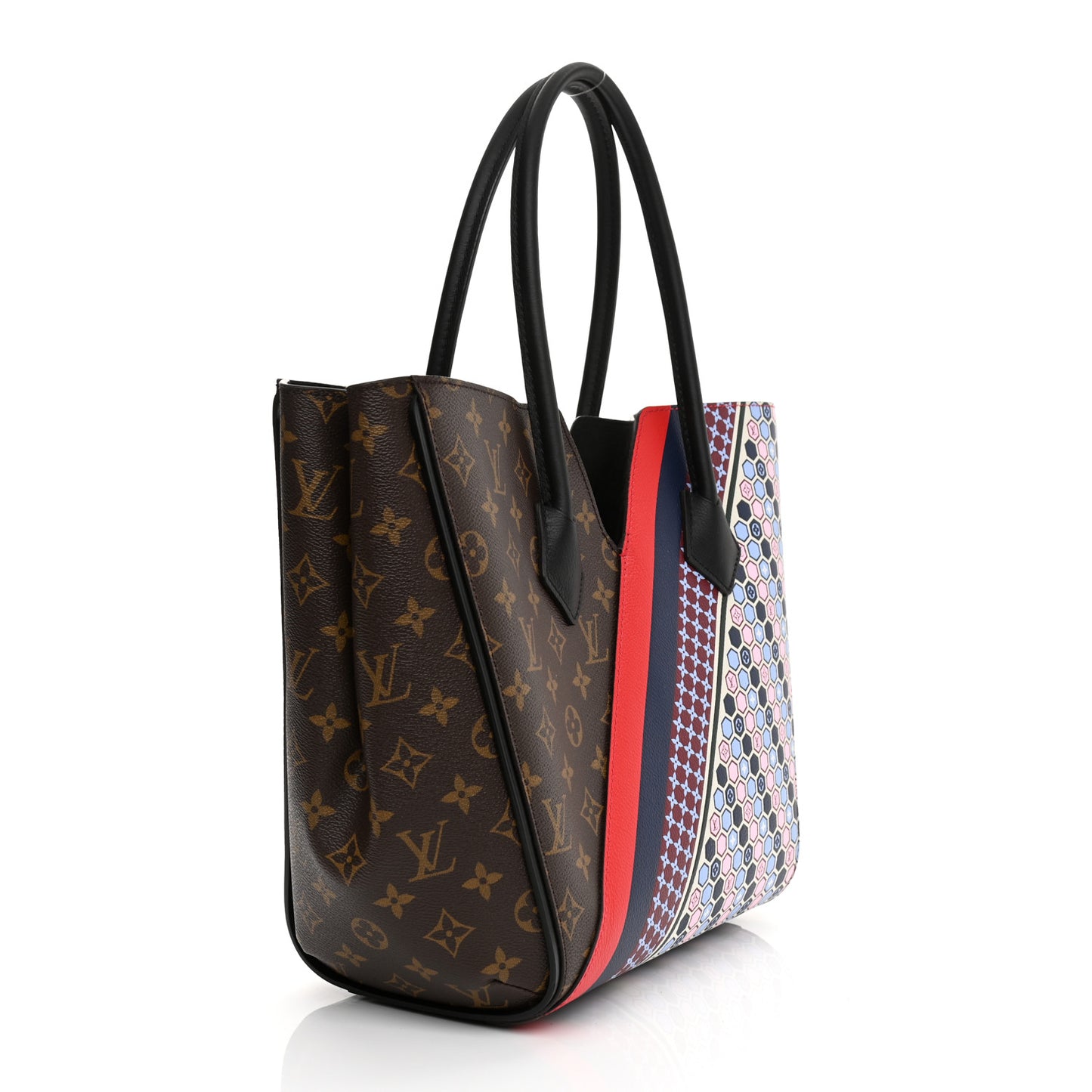 Calfskin Monogram Kimono Tote MM Rouge Navy