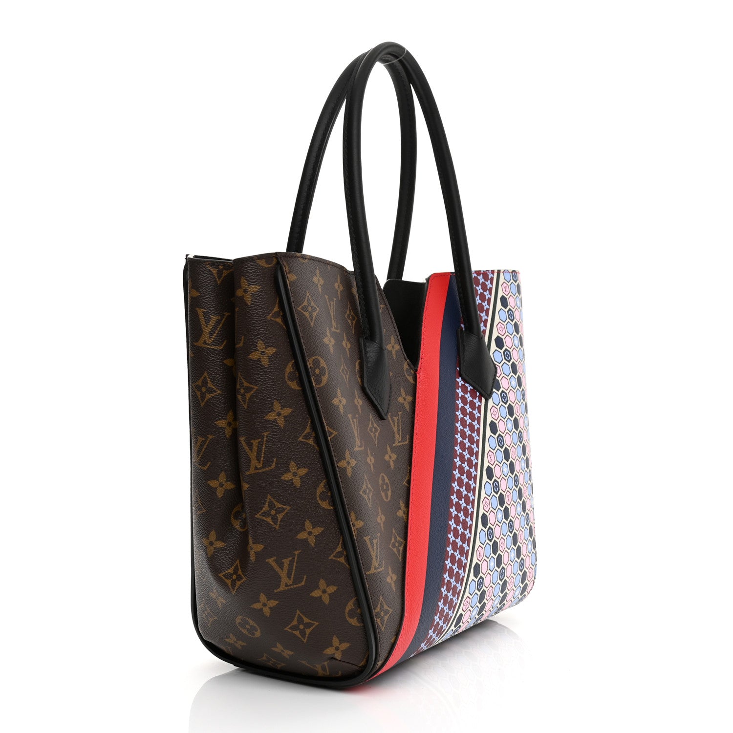 Louis Vuitton Calfskin Monogram Kimono Tote MM Rouge Navy 6 of 28