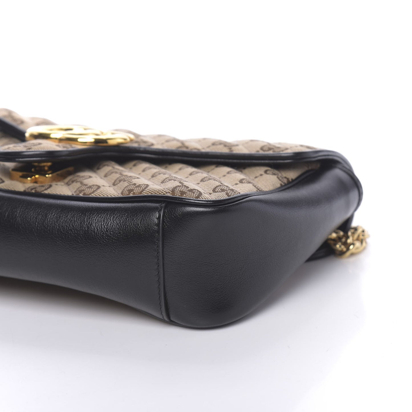 Monogram Matelasse Diagonal Small GG Marmont Shoulder Bag Beige Black