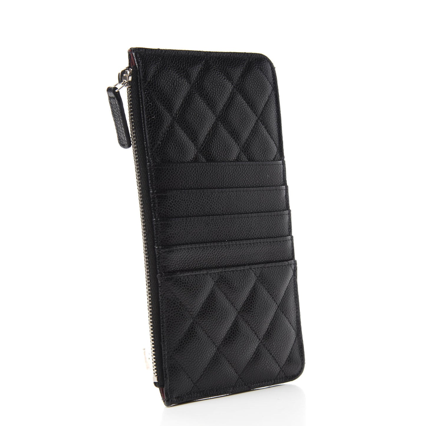 Caviar Quilted Classic Flat Wallet Pouch Black
