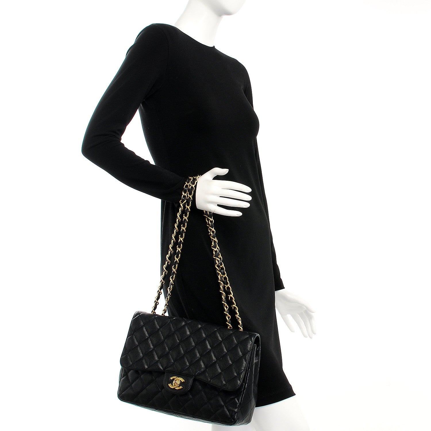 Chanel Caviar Quilted Jumbo Single Flap Black 2 of 14