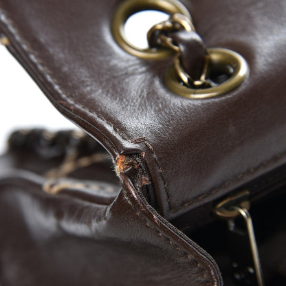 Chanel Calfskin Quilted Wild Stitch Medium Flap Brown 8 of 9