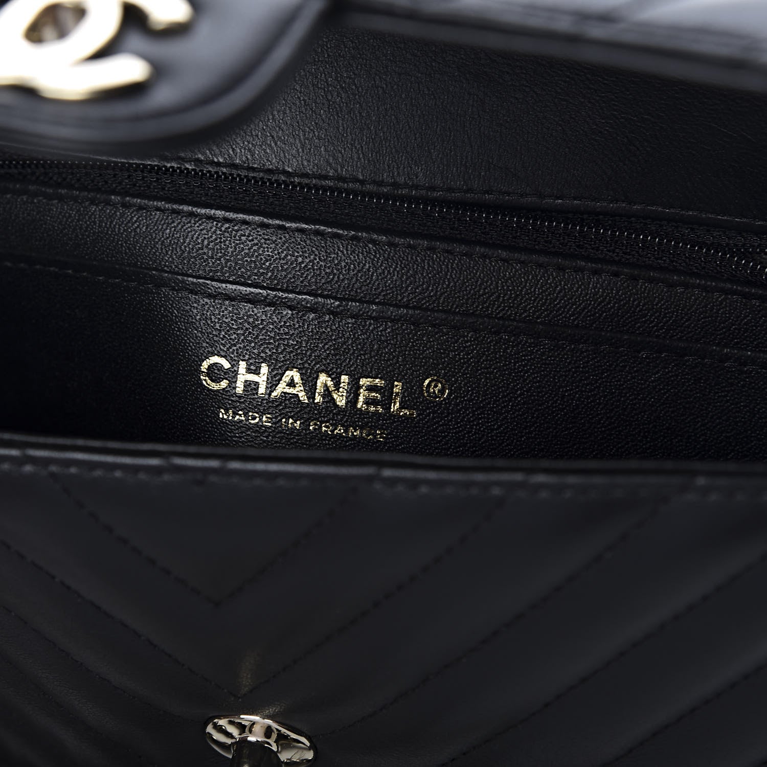 Chanel Lambskin Chevron Quilted Mini Rectangular Flap Black 9 of 10