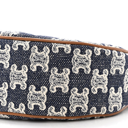 Celine Canvas Calfskin Ava Triomphe Shoulder Bag Blue 11 of 11