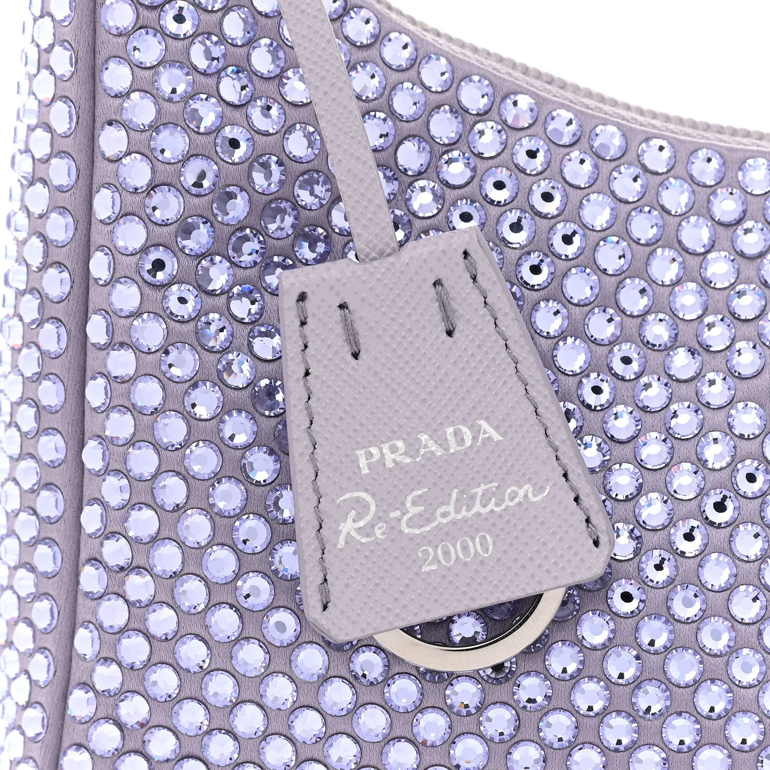 Prada Satin Crystal Mini Re-Edition 2000 Bag Glicine 9 of 12
