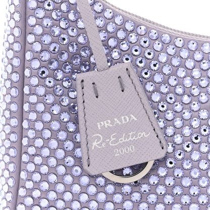Prada Satin Crystal Mini Re-Edition 2000 Bag Glicine 9 of 12