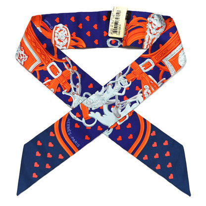 Hermes Silk Brides de Gala Love Twilly Ultraviolet Orange Marine 1 of 4