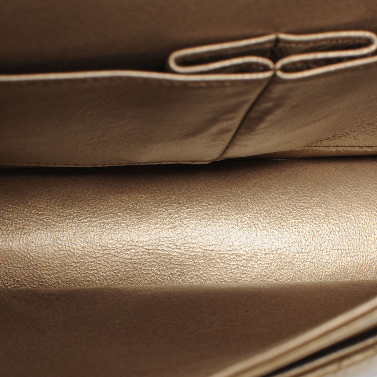 Lambskin Medium Double Flap Metallic Khaki