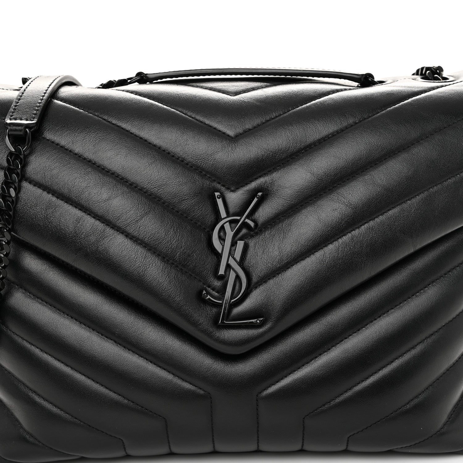 Saint Laurent Calfskin Y Quilted Monogram Monochrome Medium Loulou Chain Satchel Black 8 of 10
