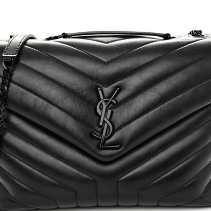 Saint Laurent Calfskin Y Quilted Monogram Monochrome Medium Loulou Chain Satchel Black 8 of 10