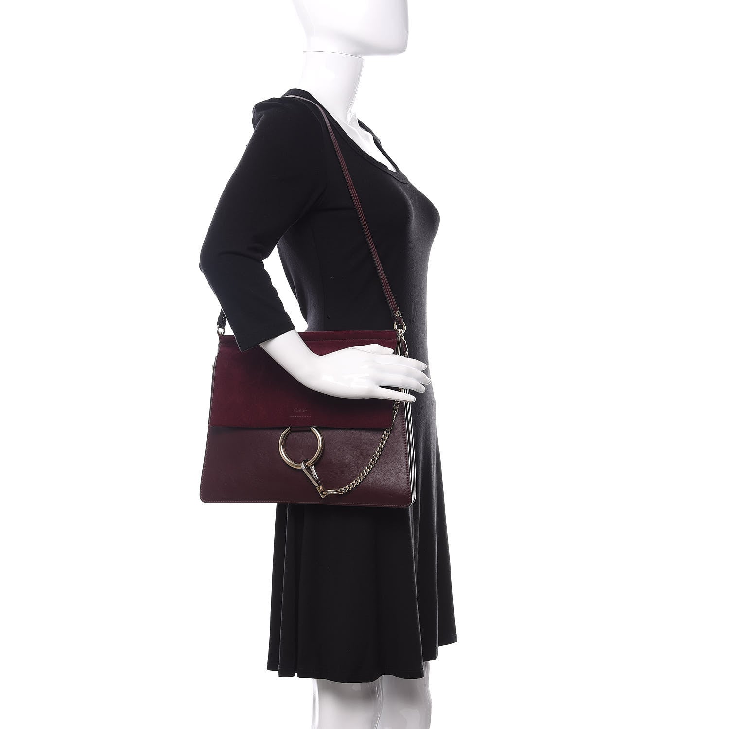 Chloe Calfskin Suede Medium Faye Shoulder Bag Plum Purple 2 of 13