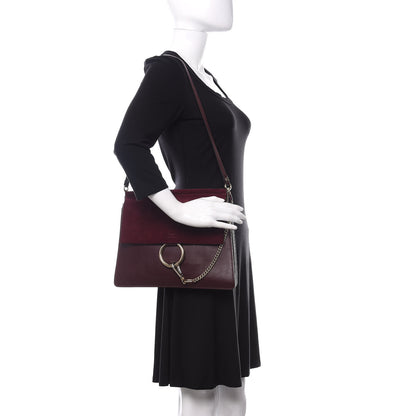 Chloe Calfskin Suede Medium Faye Shoulder Bag Plum Purple 2 of 13