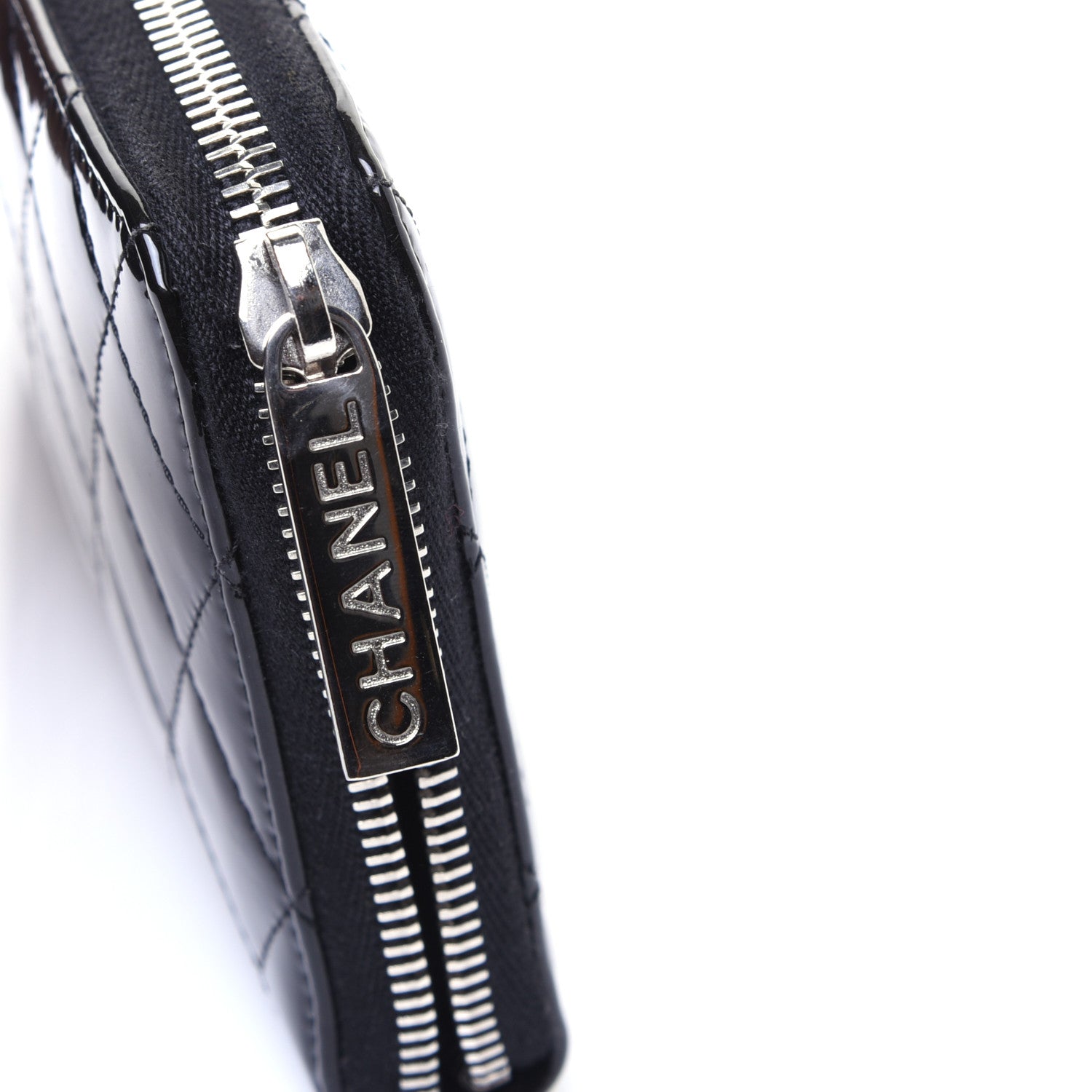 Chanel Patent Quilted Brilliant Zip Around Wallet Black 12 of 14