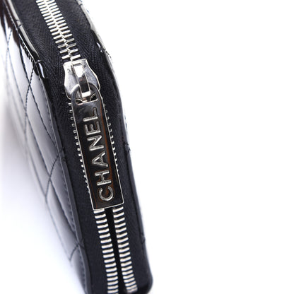 Chanel Patent Quilted Brilliant Zip Around Wallet Black 12 of 14