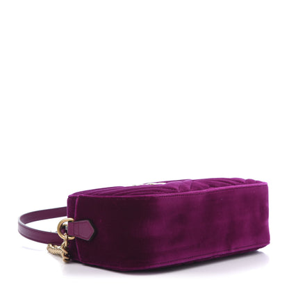 Gucci Velvet Matelasse Small GG Marmont Chain Shoulder Bag Fuchsia Violet Cyclamen 4 of 11
