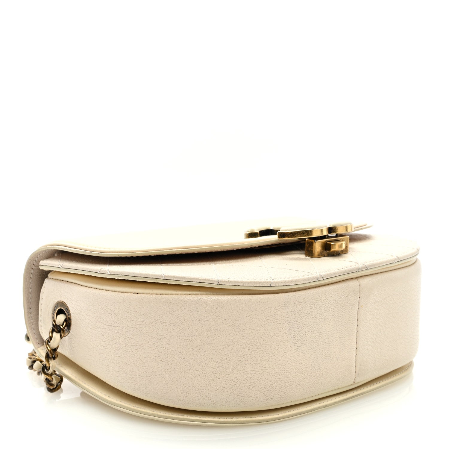 Chanel Shiny Calfskin Goatskin Quilted Small Coco Curve Messenger Flap White 4 of 9