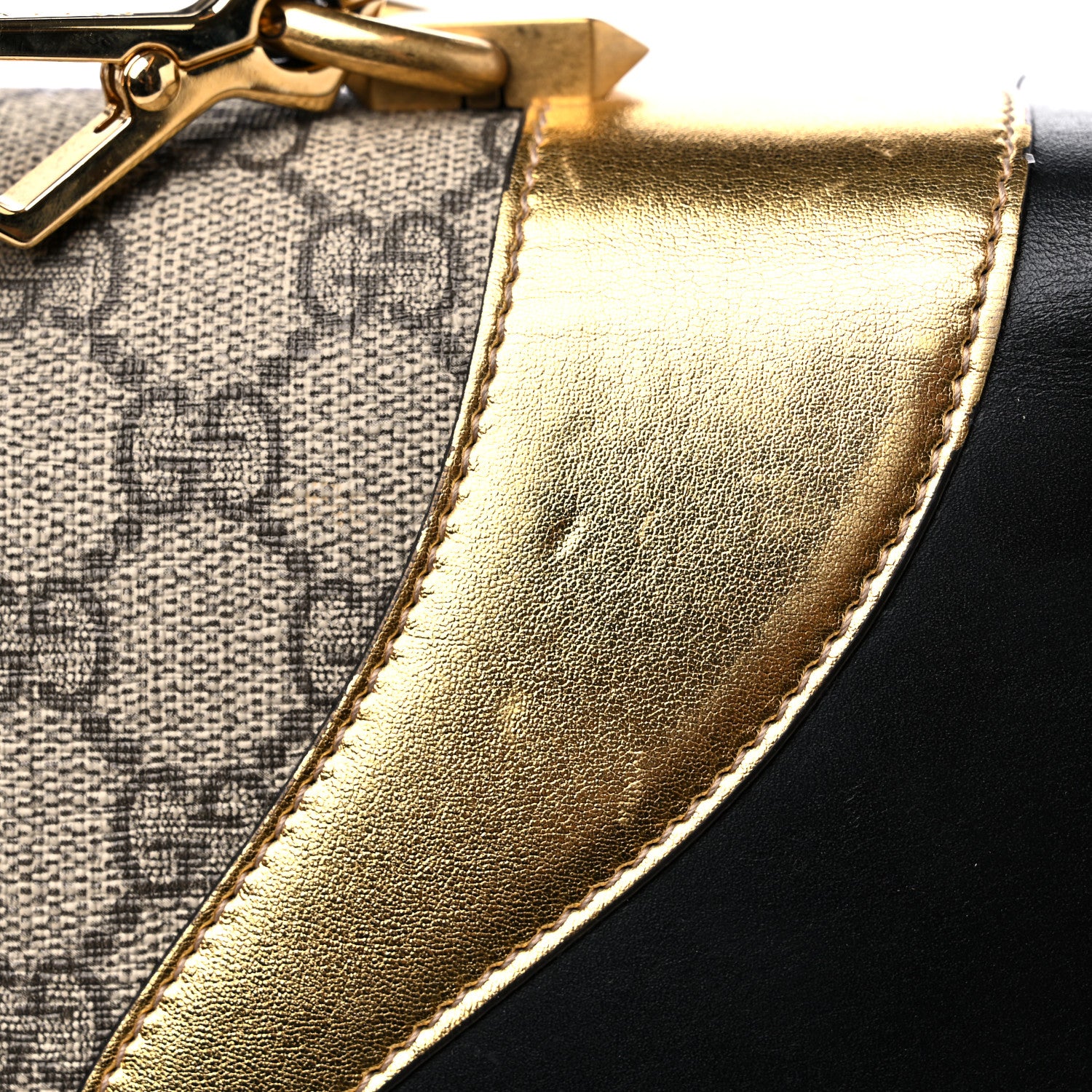 Gucci Nappa GG Supreme Monogram Medium Osiride Top Handle Bag Black Oro Vecchio Beige Ebony 16 of 20