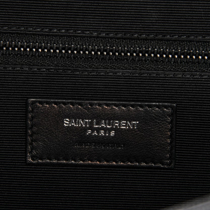 Saint Laurent Grain De Poudre Textured Mixed Matelasse Large Triquilt Monogram Monochrome Satchel Black 6 of 7