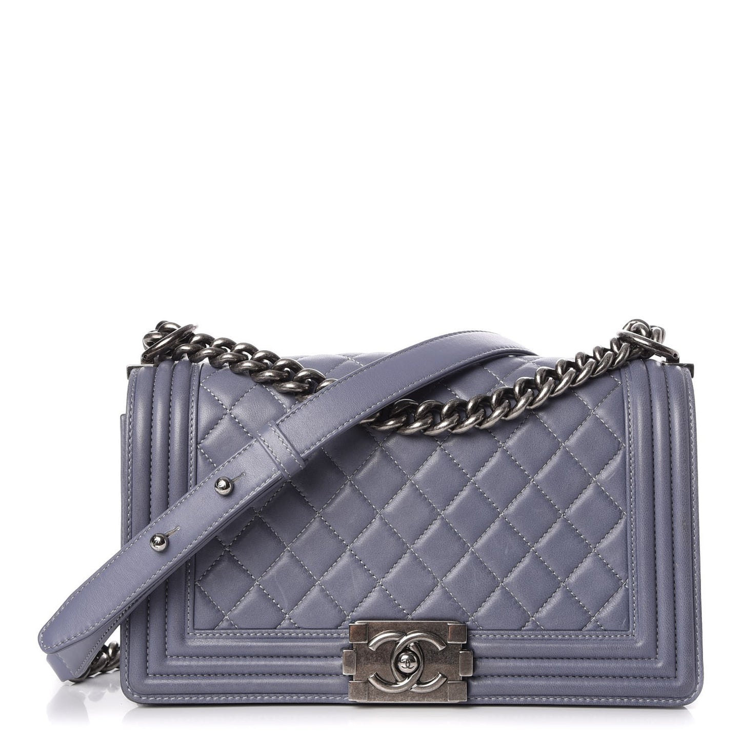 Lambskin Quilted Medium Boy Flap Blue