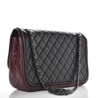 Chanel Lambskin Quilted Large Twist Two Tone Flap Bag Black Burgundy 4 of 8