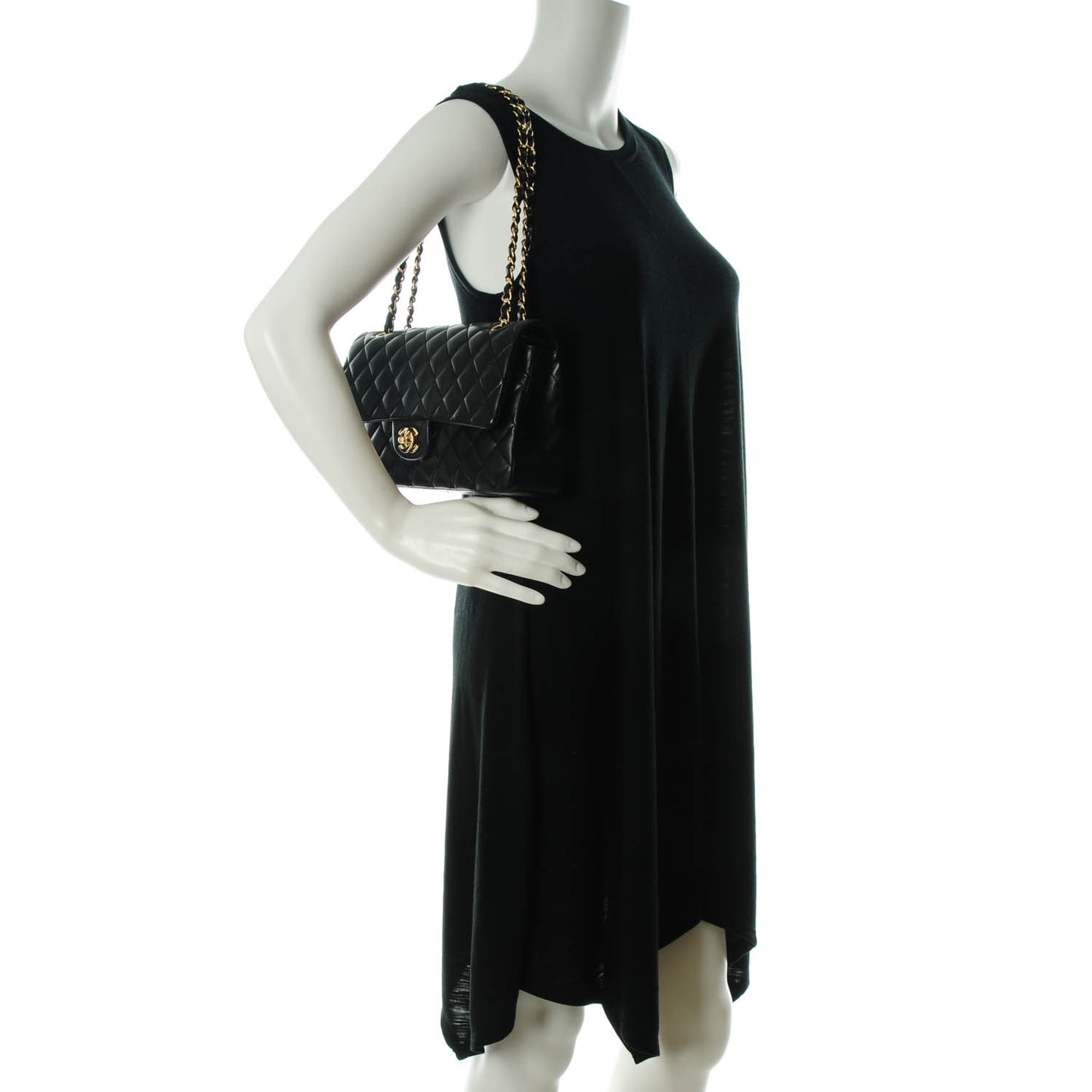 Lambskin Quilted Medium Double Flap Black