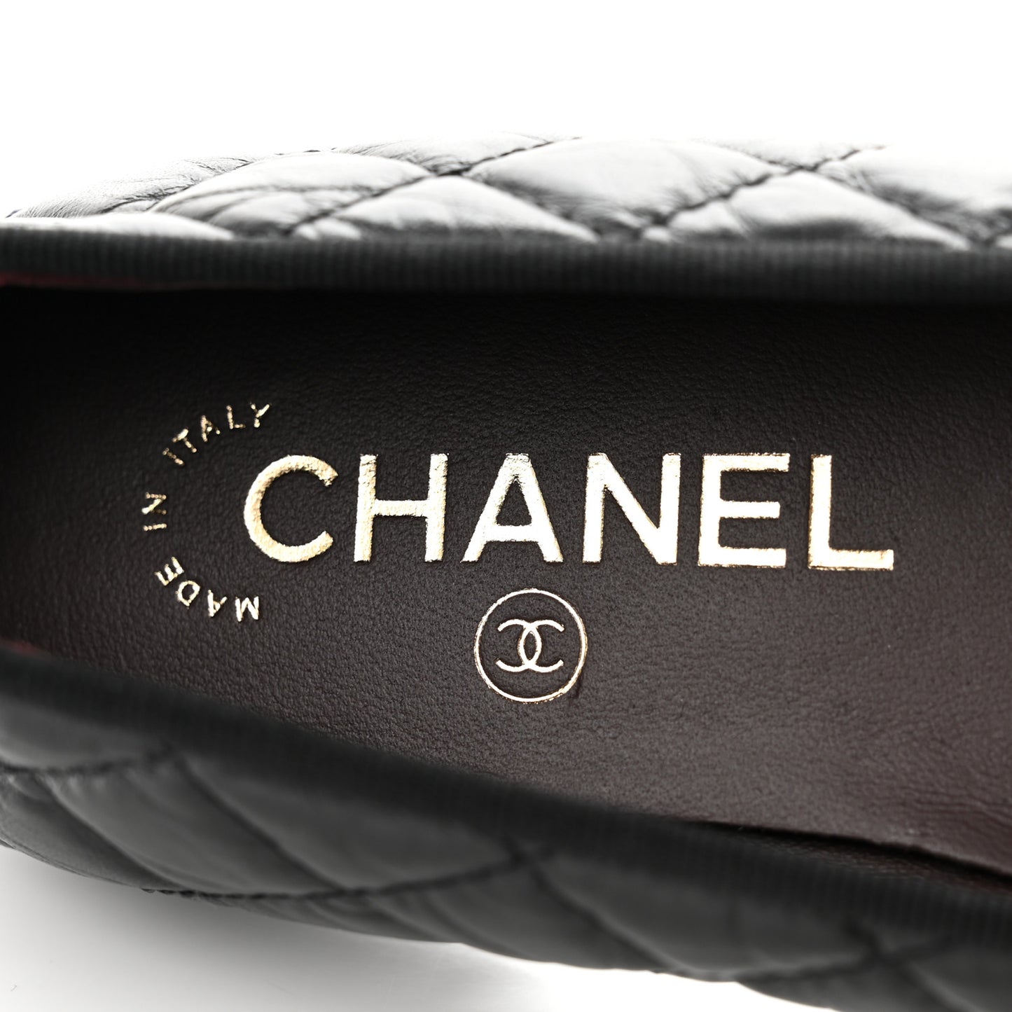 Aged Calfskin Quilted CC Cap Toe Ballerina Flats 37 Black
