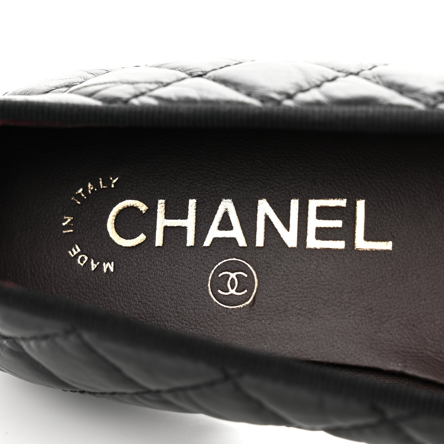 Chanel Aged Calfskin Quilted CC Cap Toe Ballerina Flats 37 Black 7 of 8