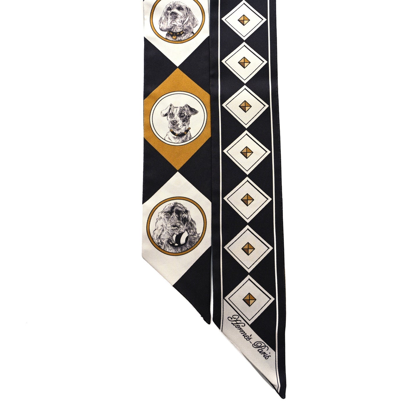 Silk Colliers Et Chiens Twilly Black Gold White