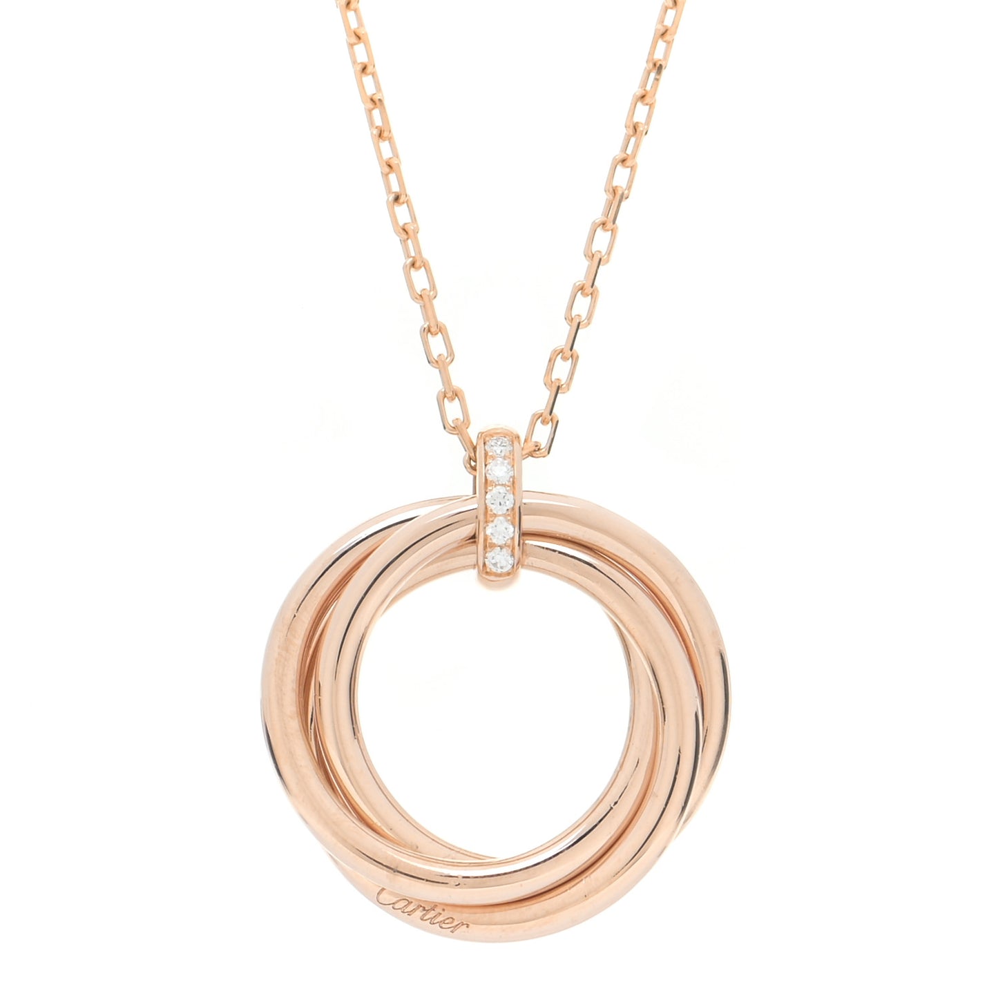 18K Pink Gold Diamond Trinity Pendant Necklace