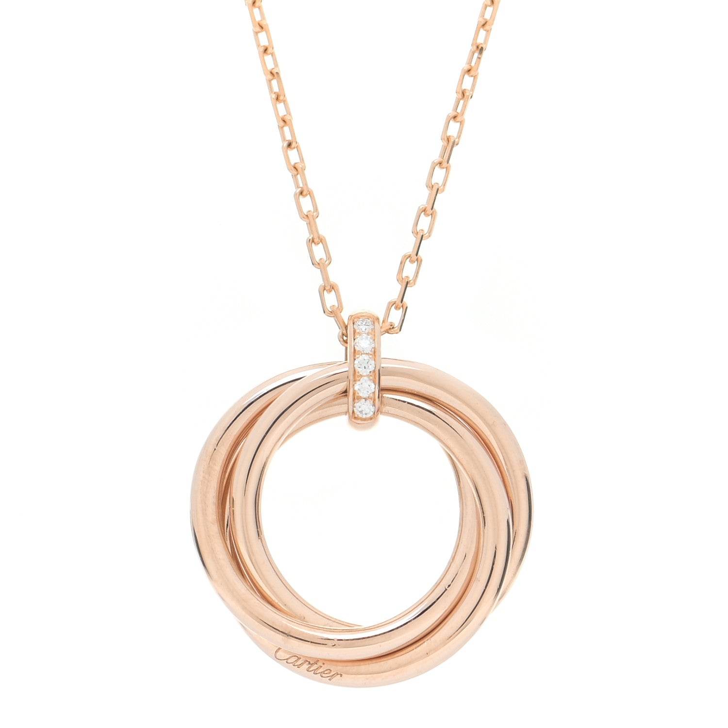 Cartier 18K Pink Gold Diamond Trinity Pendant Necklace 4 of 8