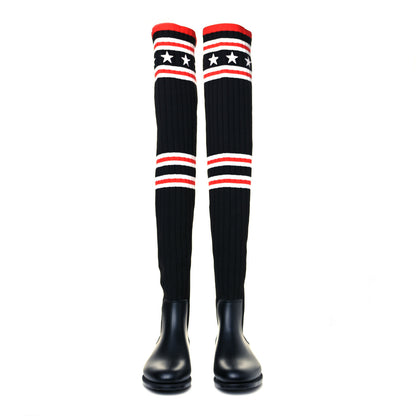 Givenchy Knit Rubber Storm Over The Knee Boots 37 Black 3 of 7