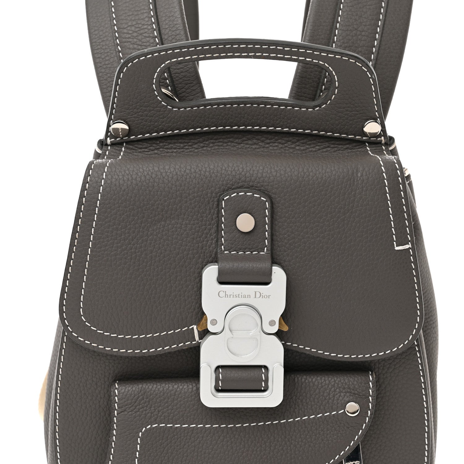 Christian Dior Grained Calfskin Mini Saddle Backpack Grey 8 of 11