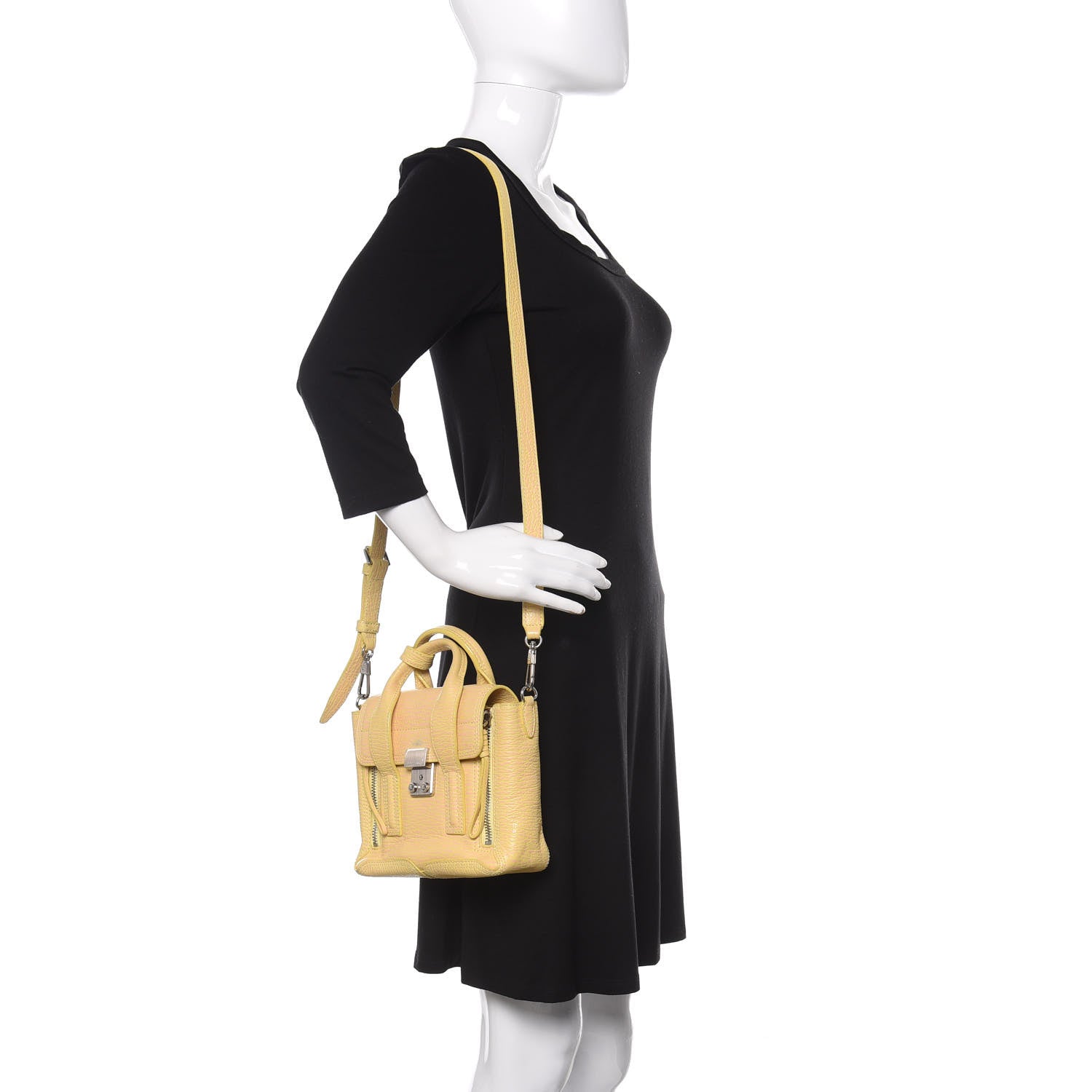 3.1 Phillip Lim Shark Embossed Textured Calfskin Mini Pashli Satchel Mimosa Petal 2 of 20