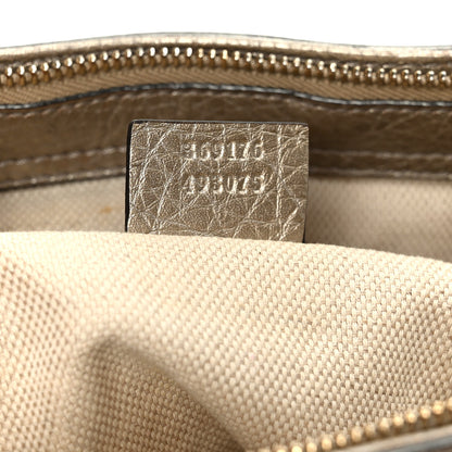 Gucci Metallic Pebbled Calfskin Small Soho Top Handle Bag Golden Beige 7 of 11