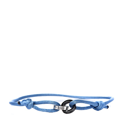 Cartier 18K White Gold Ceramic 4 Diamond LOVE Cord Bracelet Blue 1 of 5