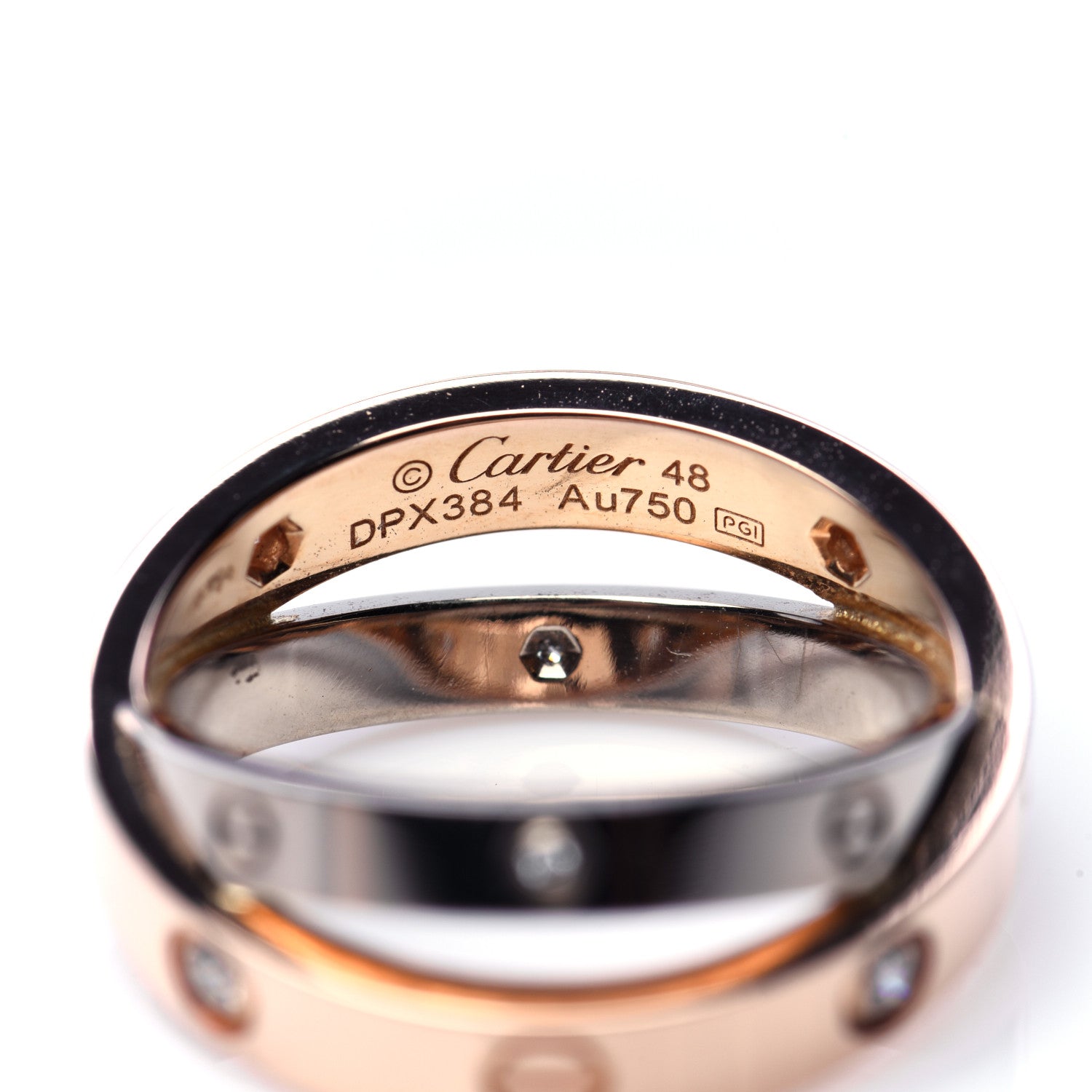 Cartier 18K Pink White Gold 6 Diamonds LOVE Ring 48 4.5 4 of 7