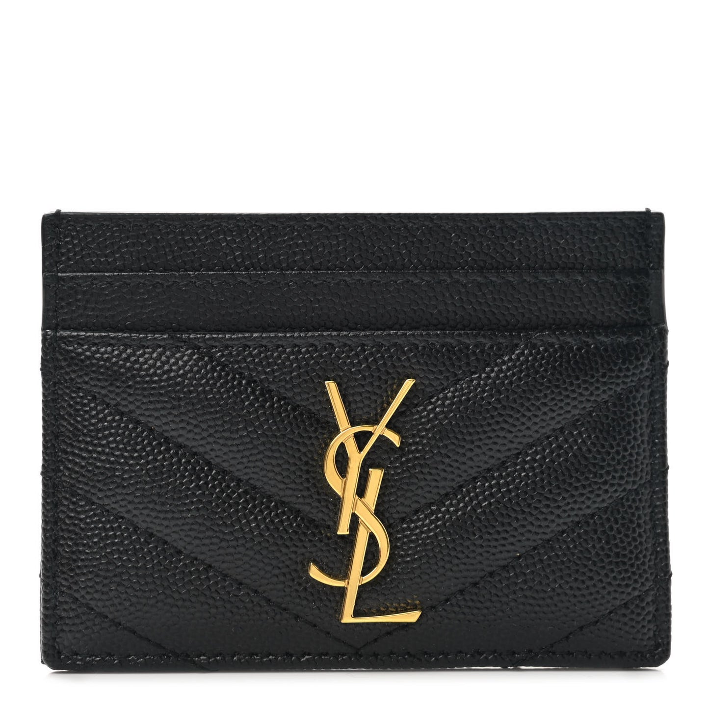Grain De Poudre Matelasse Chevron Monogram Credit Card Case Black