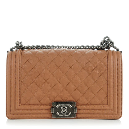 Chanel Caviar Quilted Medium Boy Flap Camel 1 of 8