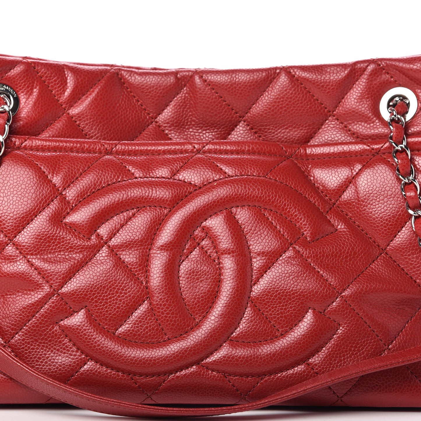 Caviar Quilted Timeless CC Soft Tote Red