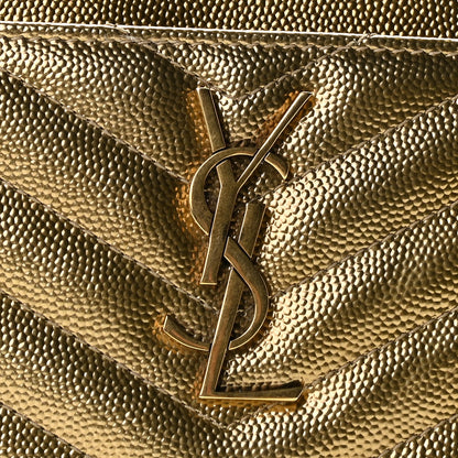 Saint Laurent Iridescent Grain De Poudre Matelasse Chevron Monogram Bill Pouch Gold 8 of 9