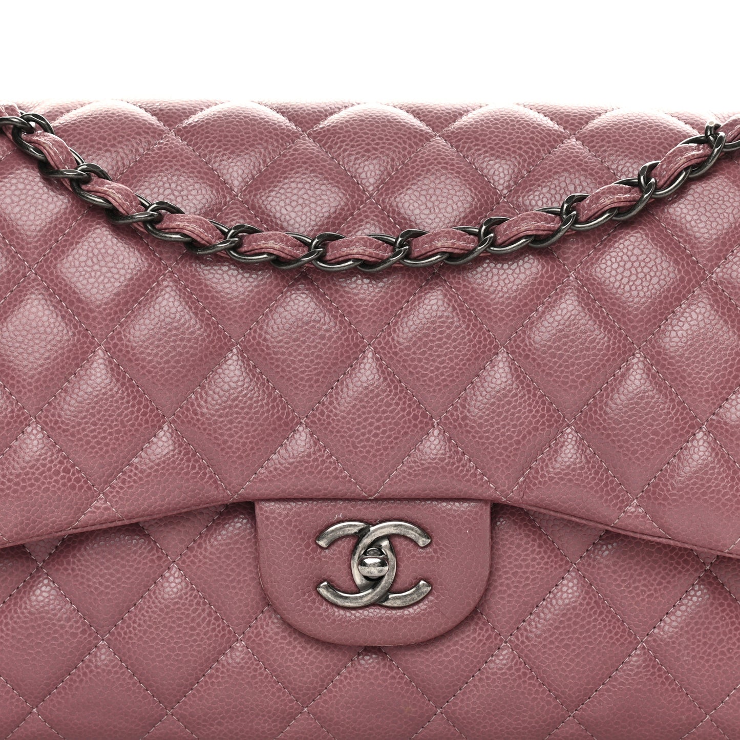 Caviar Quilted Jumbo Double Flap Light Purple