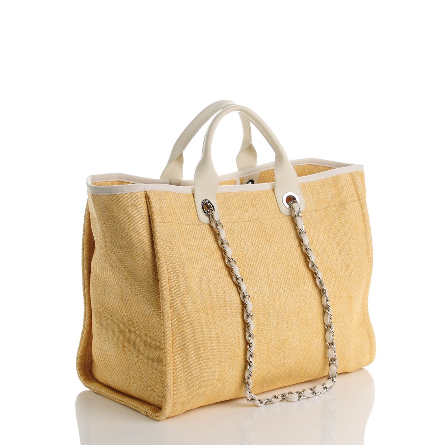 Woven Straw Raffia Large Deauville Tote Yellow