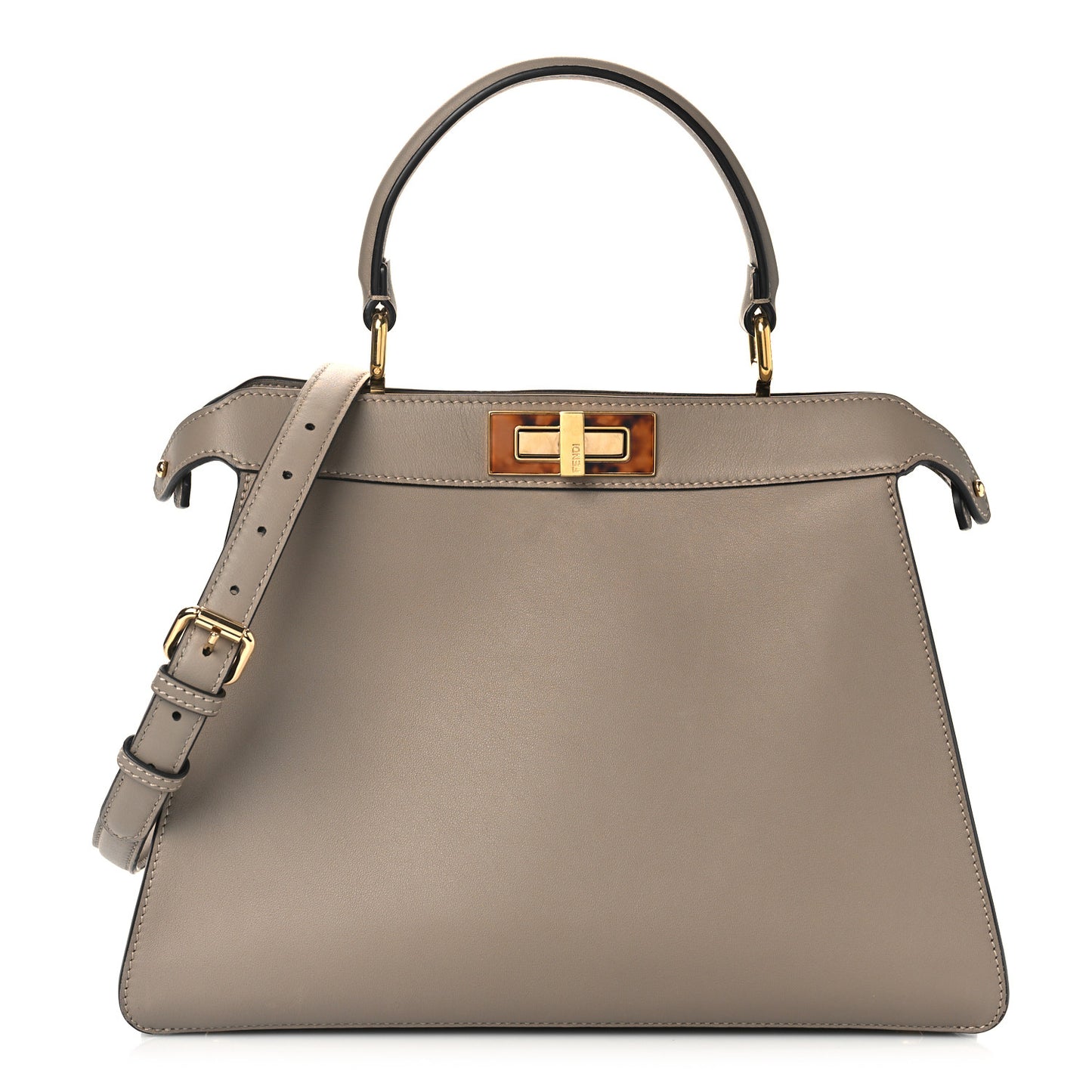 Vitello Seta Shiny Nappa Plexiglass Medium Peekaboo I SEE U Satchel Tortora