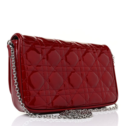Christian Dior Patent Cannage Lady Dior Pochette in Red 2 of 8