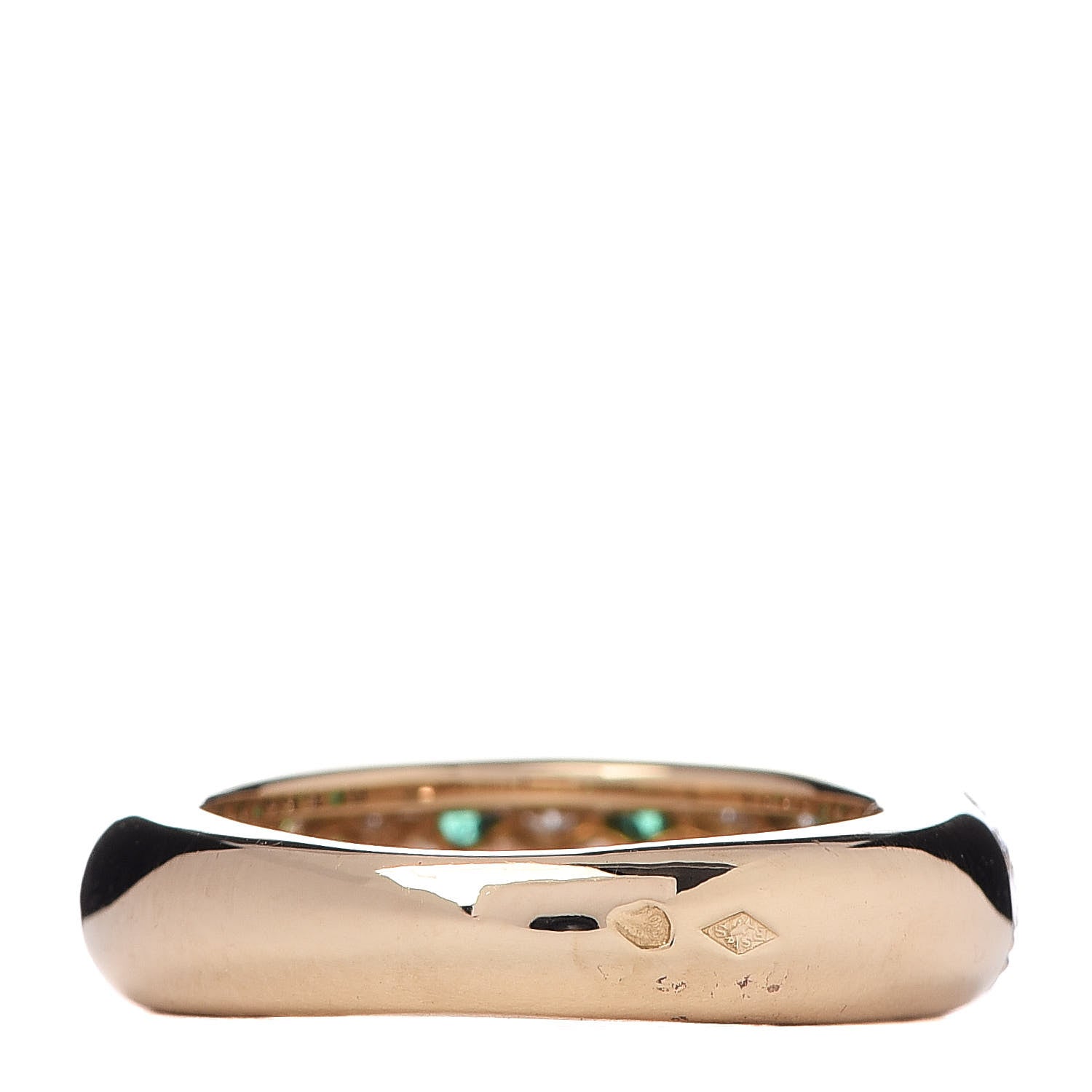 Cartier 18K Yellow Gold Diamond Emerald 6mm Etincelle De Band Ring 51 5.75 3 of 4