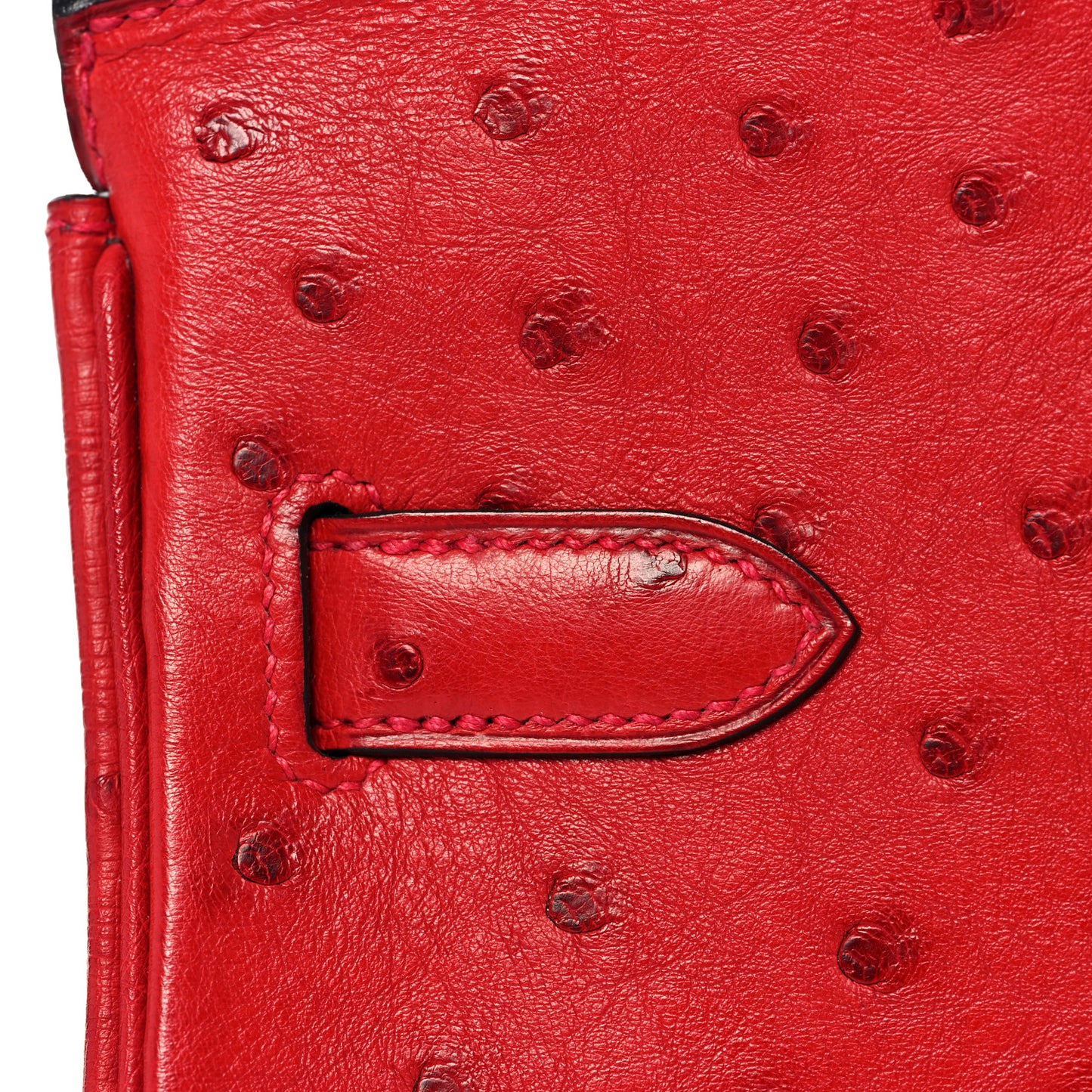 Ostrich Horseshoe Birkin 30 Rouge Vif Bleu Glacier