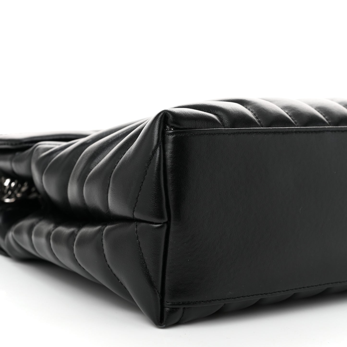 Calfskin Y Quilted Monogram Medium Loulou Chain Satchel Black